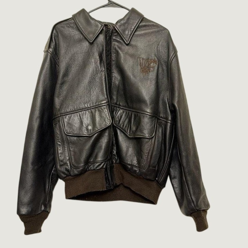 Vintage Winston Leather Flight Jacket Mens Large Brown A-2 Bomber Made in USA